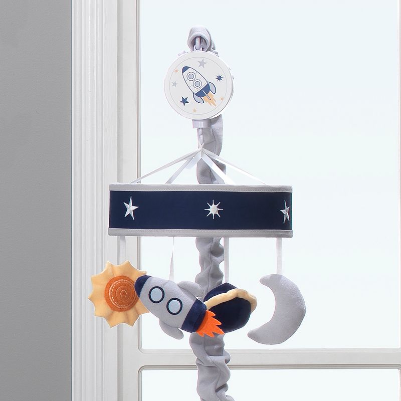 Lambs & Ivy Milky Way Musical Baby Crib Mobile - Blue/Navy/Gray Space Theme