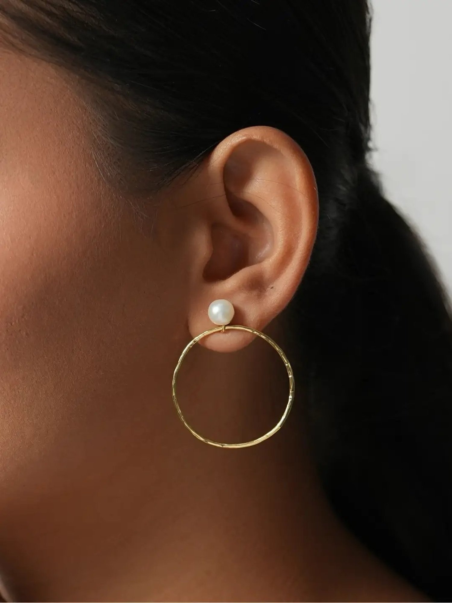 Mabel 92.5 Sterling Silver Bold Pearl Hoop Earrings for Women