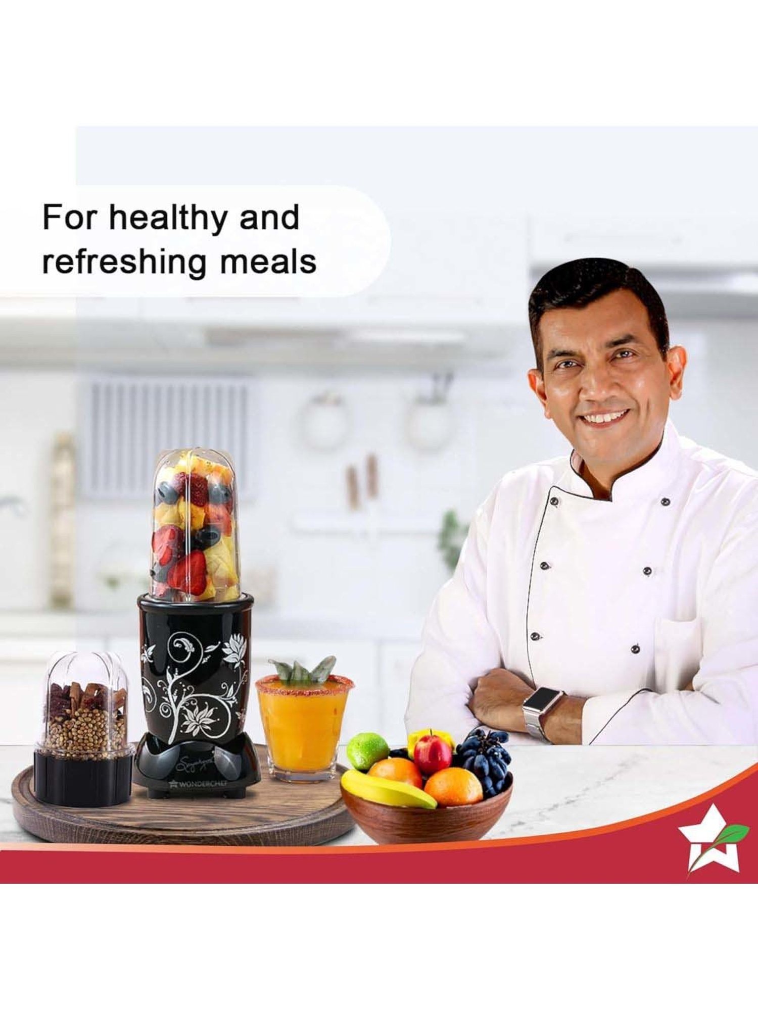 Wonderchef Nutri-Blend 400W Mixer Grinder with 2 Jars & 6 Crystal Glass (Black)