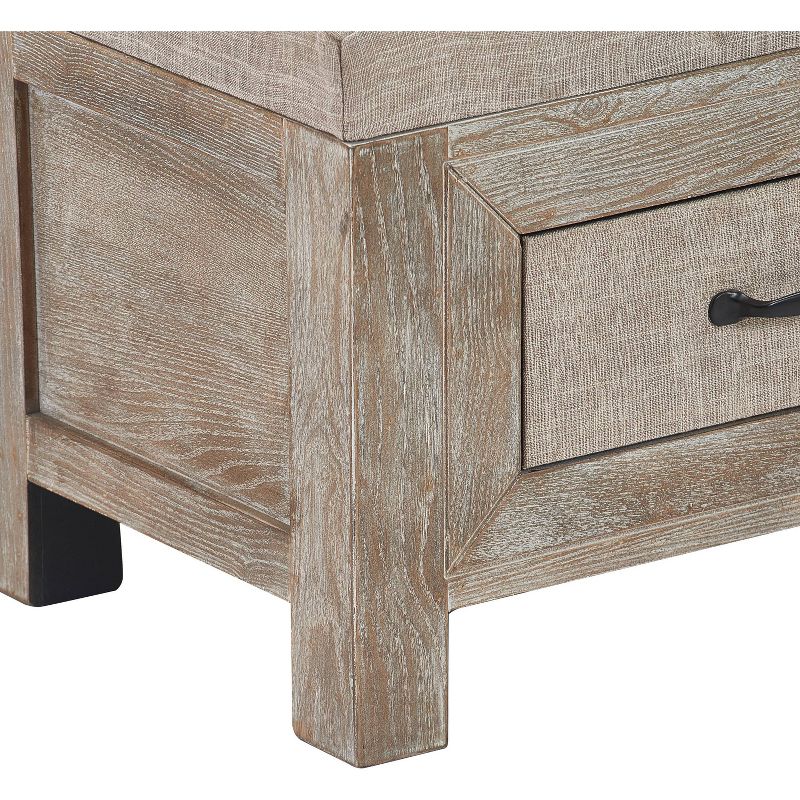 Cottage Upholstered Storage Bench Weathered Ash - ClickDecor