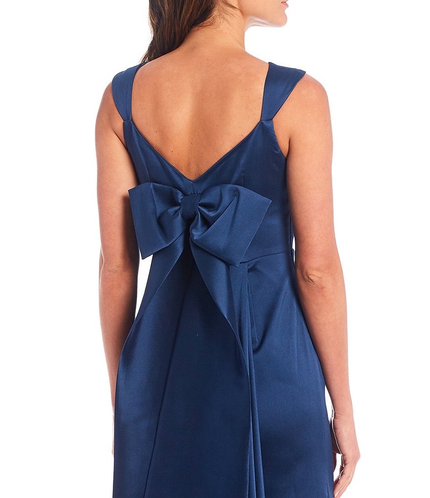 Aidan Mattox Stretch Mikado V-Bow Back Gown