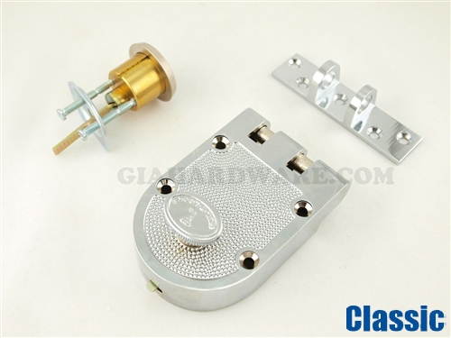 Mul-t-lock, JPSTD1-25, Polished Chrome, Single Cylinder Jimmy Proof Deadlock with Rim Cylinder, HIGH SECURITY, 006 KEYWAY