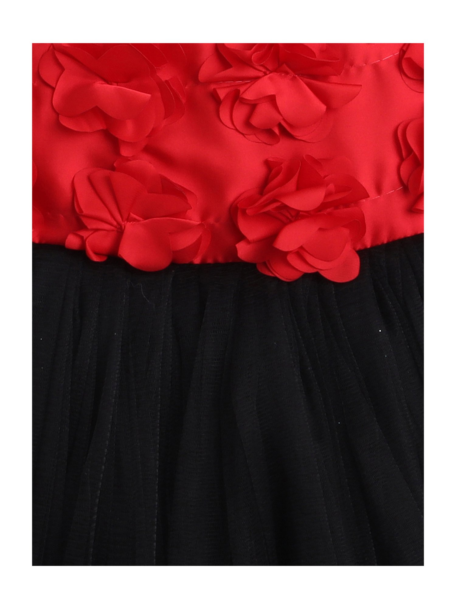 Many Frocks Kids Red & Black Applique Dress