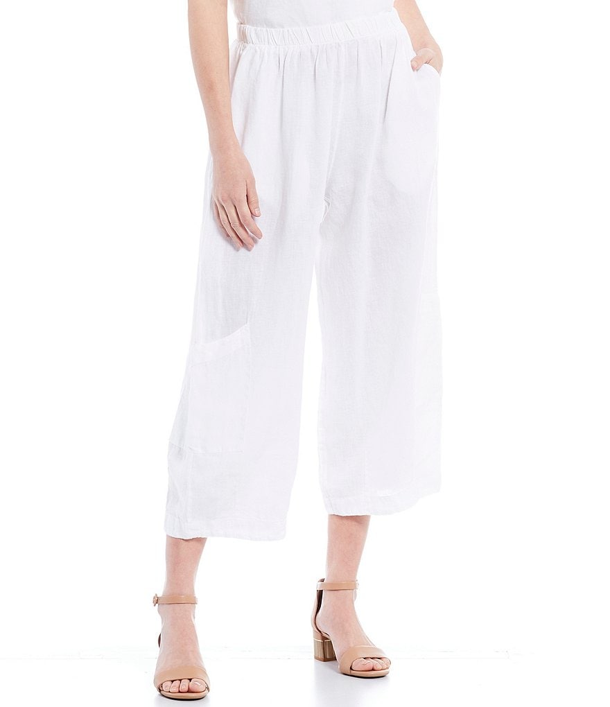 Bryn Walker Casbah Light Linen Cropped Lantern Pull-On Pants
