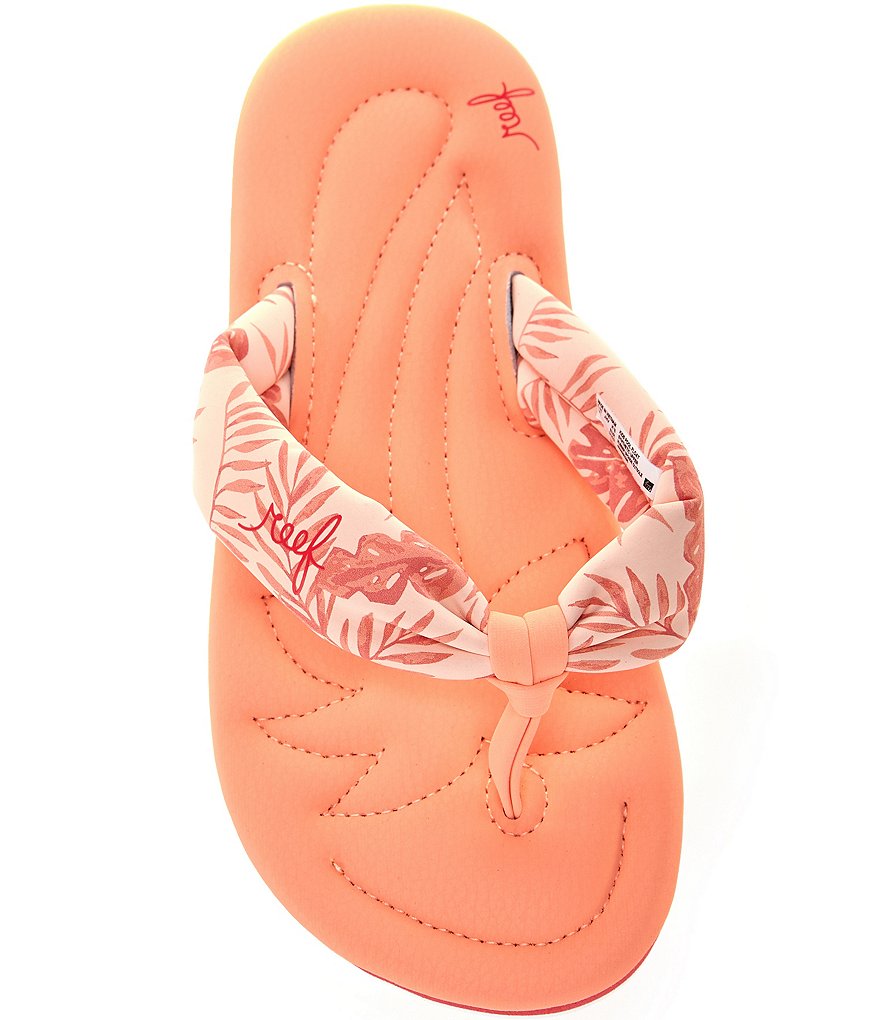Reef Girls' Pool Float Palm Print Flip Flops (Youth)