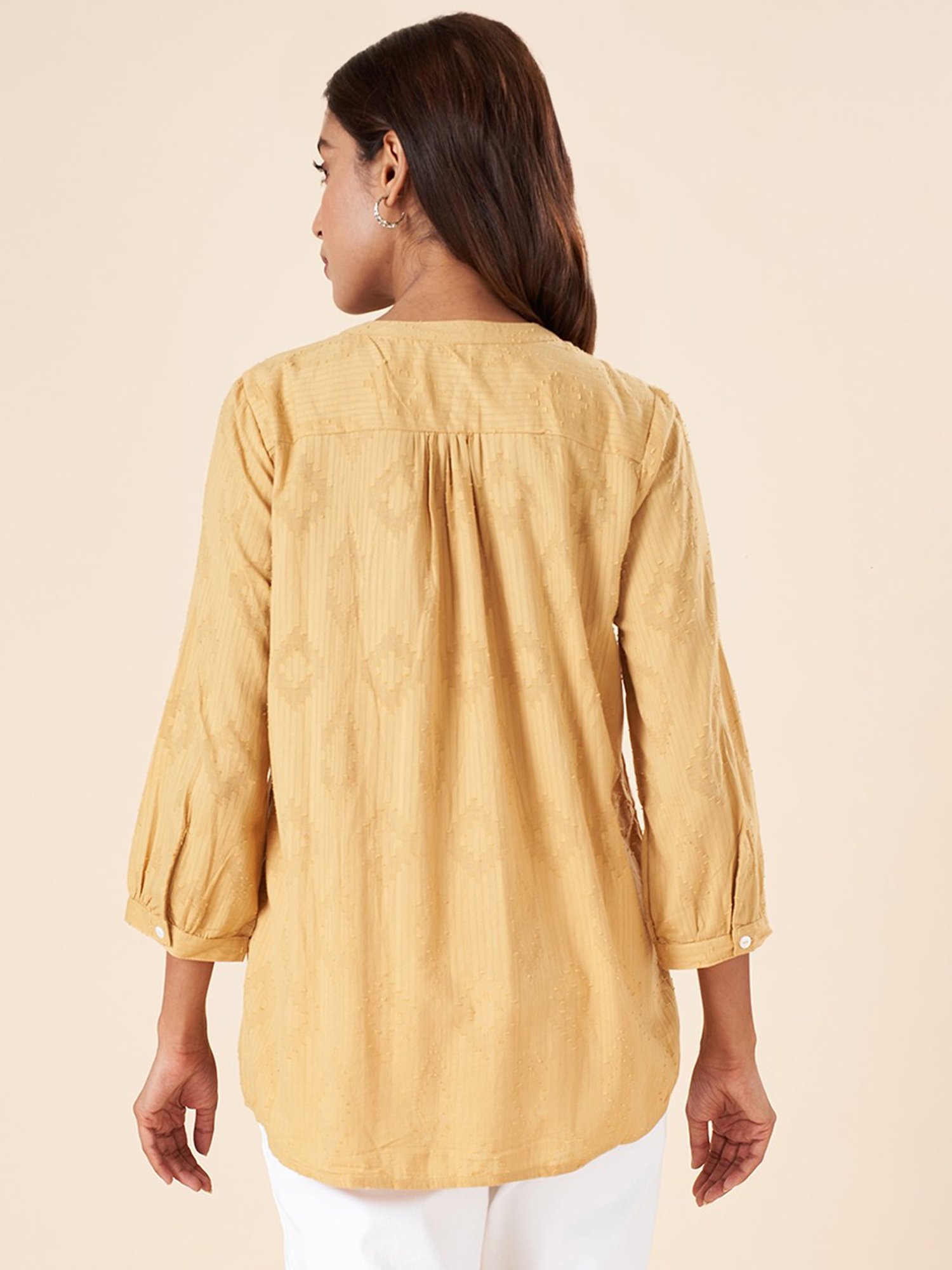 Akkriti by Pantaloons Beige Self Pattern Tunic