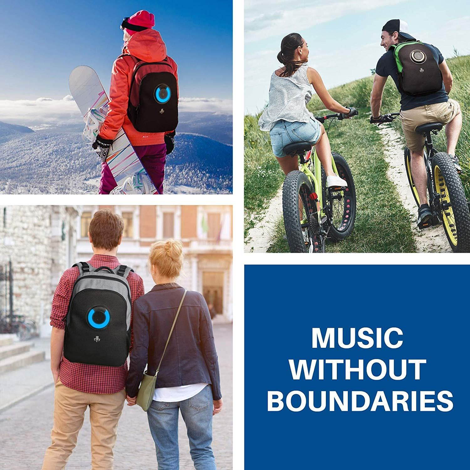 WOWmazing Backpack with Detachable Bluetooth Speaker - Water/Shock Proof Speaker Bag w/Built-in Battery Bank for iPhone & Android Phones - for School, Beach & Outdoor Parties (Gray)