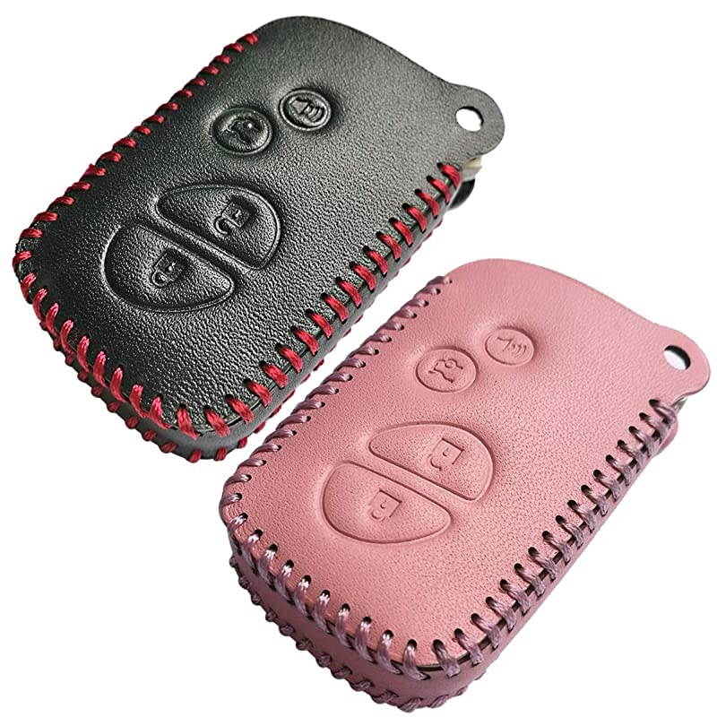 2Pcs Leather Smart 4buttons Key Fob Cover Accessories Skin Remote Case Keyless Entry Jacket Bag for Lexus RX350 ES350 IS250 GX460 LX570 IS350 GS300 GS450h is-C is-F HYQ14AEM HYQ14ACX