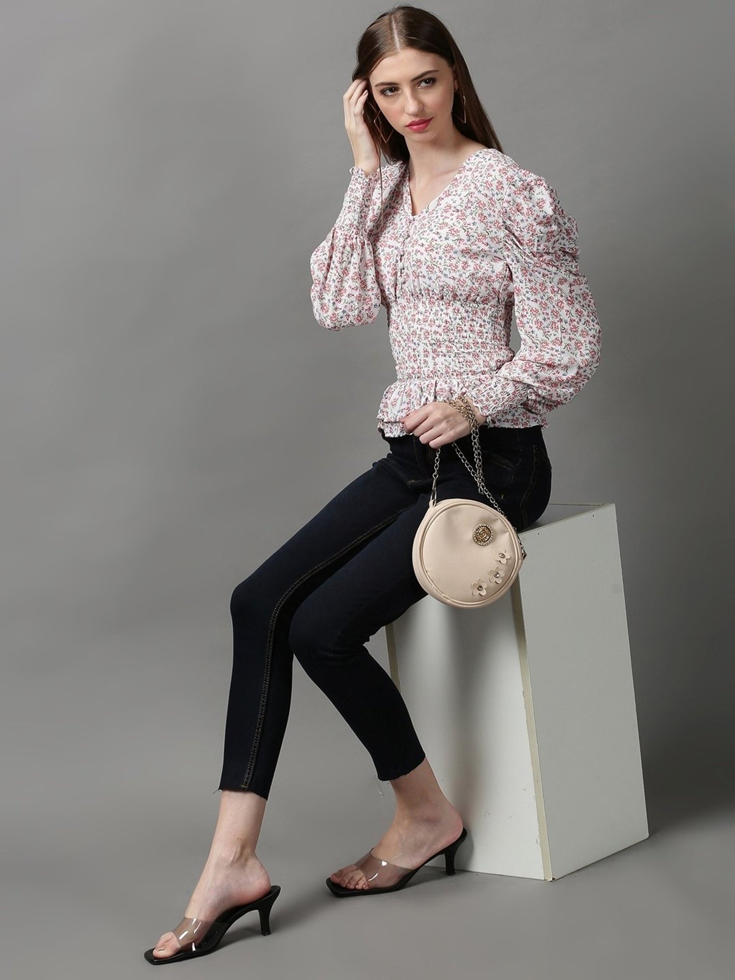 SHOWOFF White Printed Top