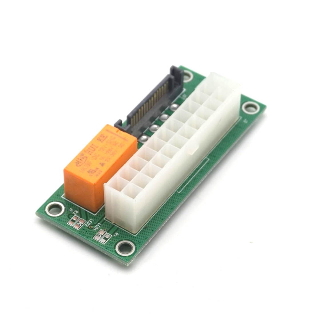 Plugadget ATX 24Pin to SATA 15Pin Dual PSU Adapter Molex Power Supply Sync Starter Extension Cable Card For Litecoin Mining Miner