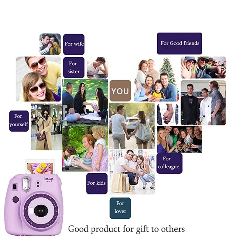 Instax Mini 9 Camera + Instax Mini Camera + Camera Instax Mini 9 Purple+ Instax Mini 9 Case + Instax Accessories Kit Bundle, Instant Camera Gift Sets - Light Purple