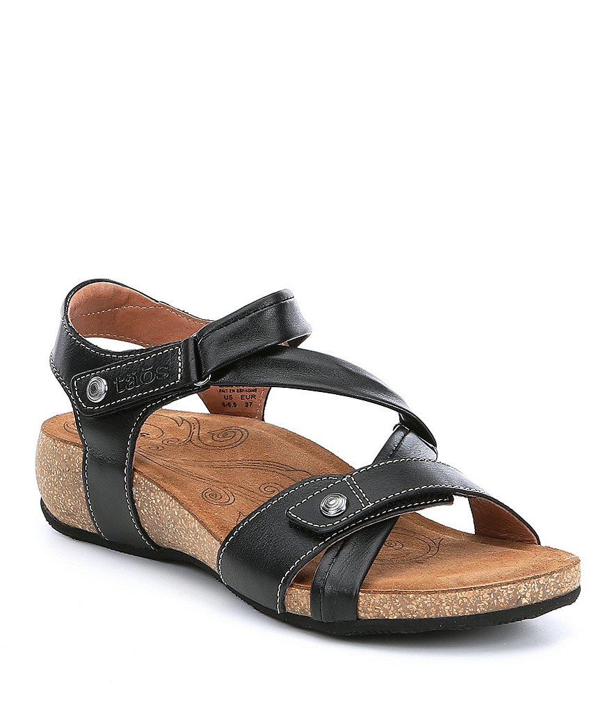 Taos Footwear Universe Banded Leather Wedge Sandals