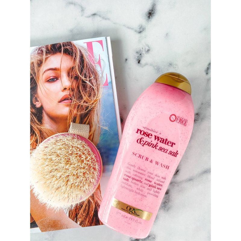 OGX Sensitive + Rose Water & Pink Sea Salt Scrub & Wash 19.5 fl oz