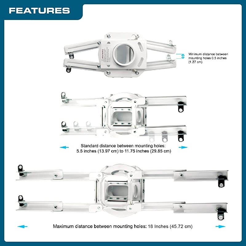 ProAV QGKITVA3INW Projector Mount Kit Accessory Vaulted Ceiling Adapter 3quot 15quot White