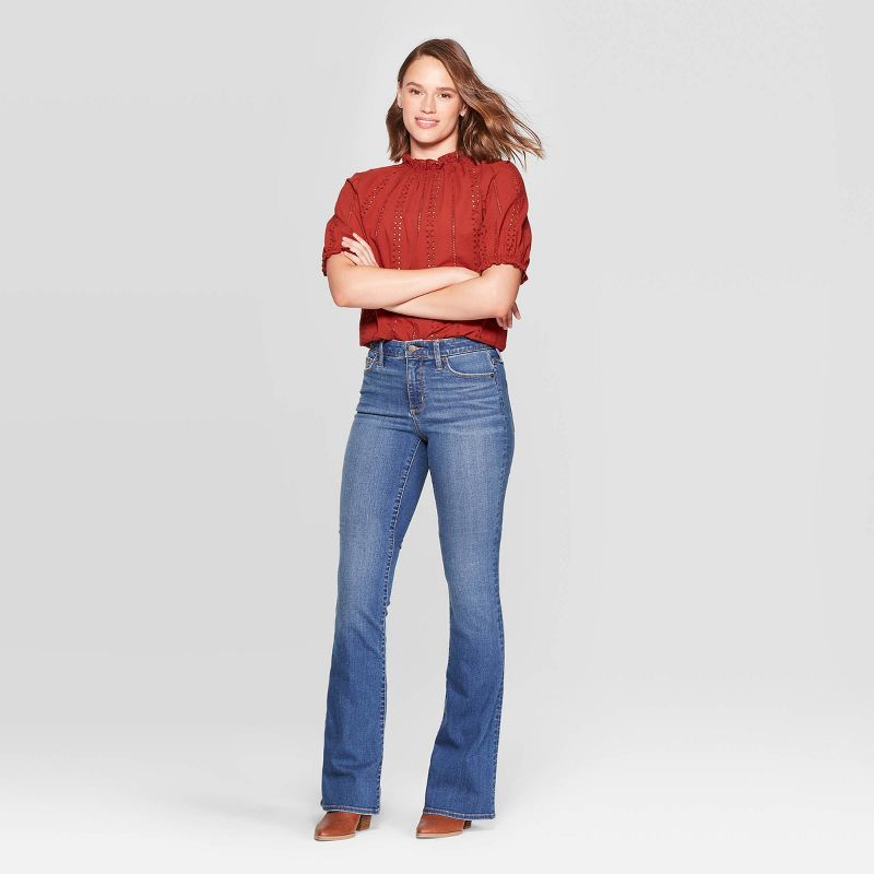 Sail Blue Wide Leg Pocketed High Waist Jeans