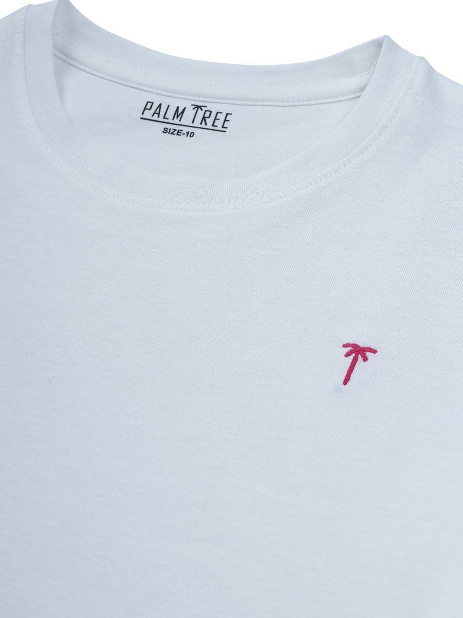 Palm Tree Kids White Cotton Regular Fit T-Shirt