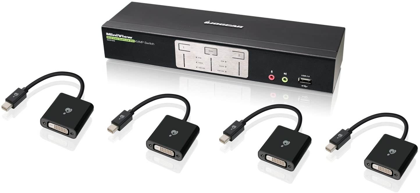 IOGEAR 2-Port Dual-Link Dual View DVI and Mini DisplayPort KVMP Kit, TAA Compliant, GCS1642MDPKIT