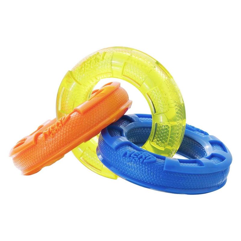 NERF TPR 3 Ring Tug Dog Toy - Green - 7.5"