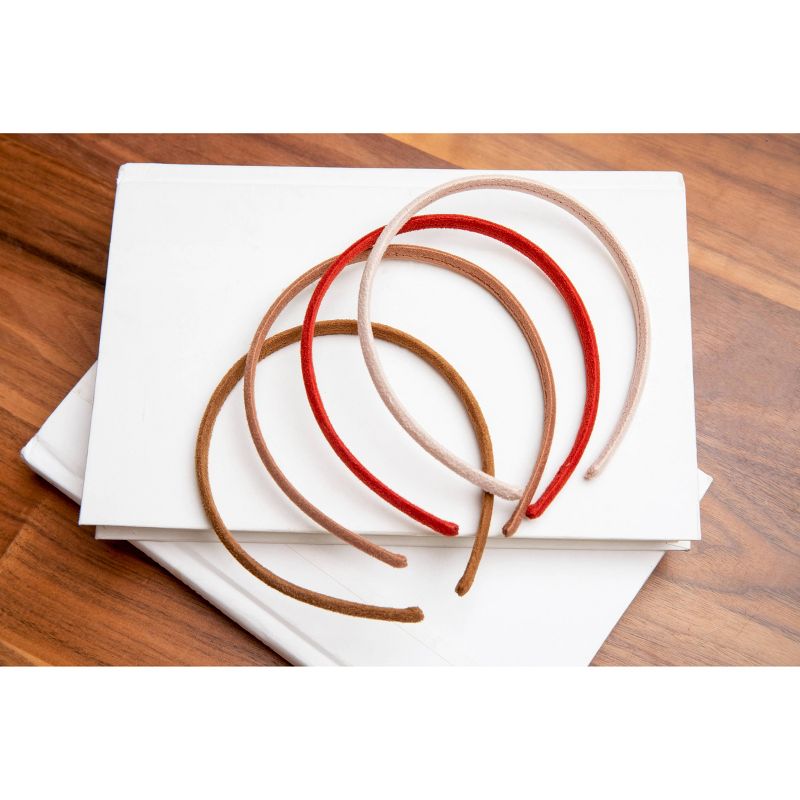 scunci Basics Headband - Suede/Rust/Ivory/Tan - 4pk