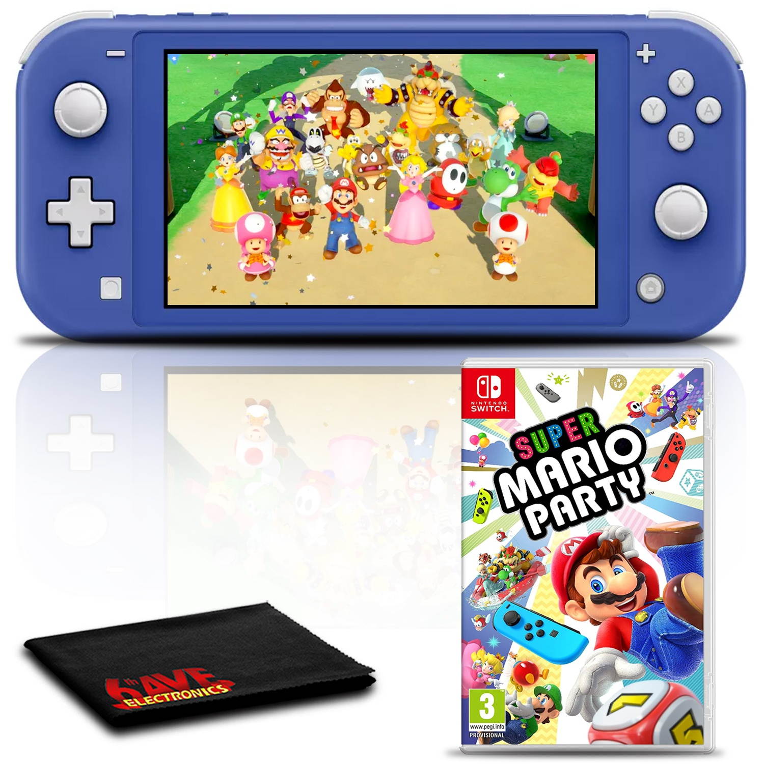 Nintendo Switch Lite (Blue) Gaming Console Bundle with Super Mario Party