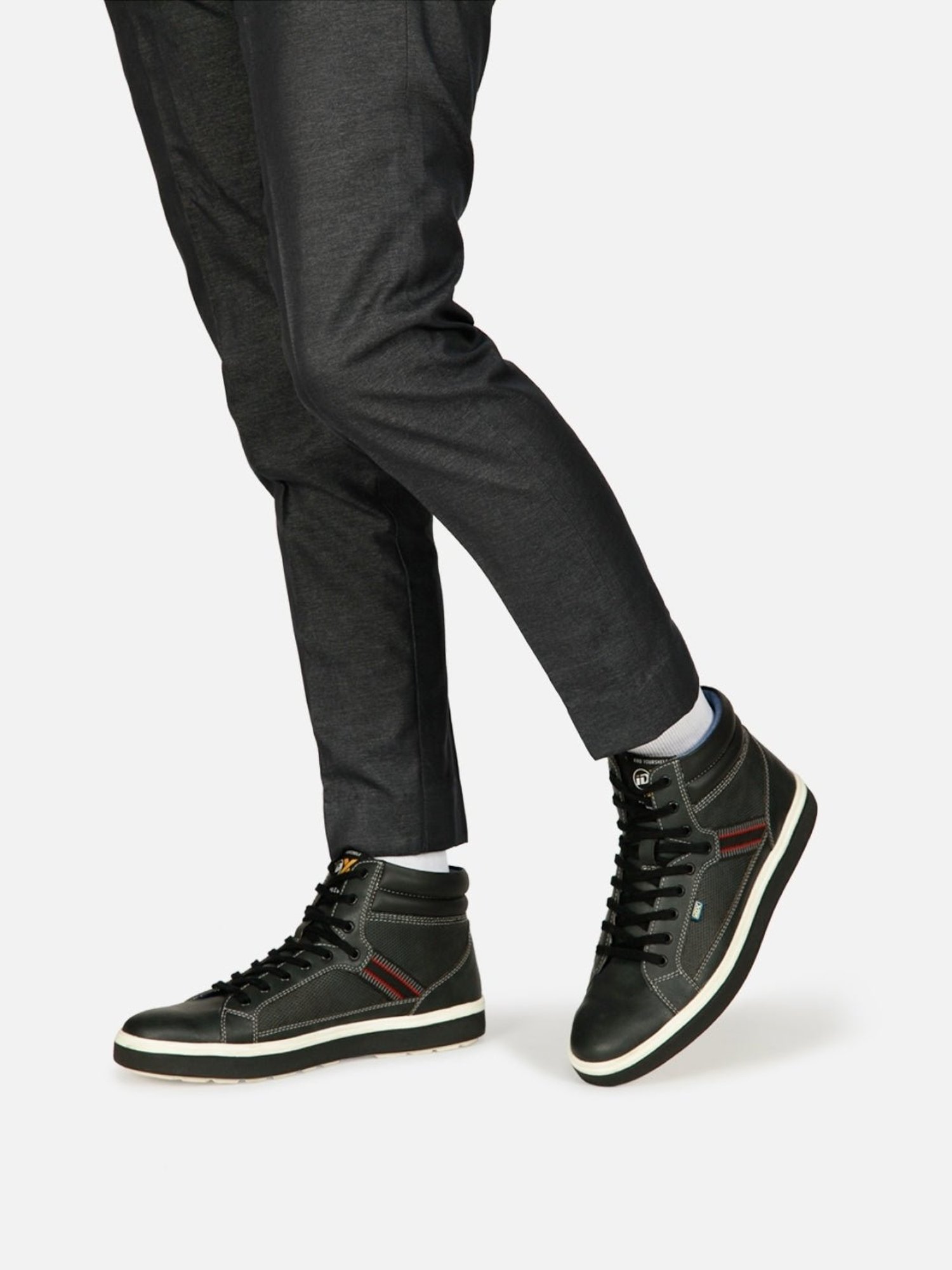 ID Men's Charcoal Black Ankle High Sneakers