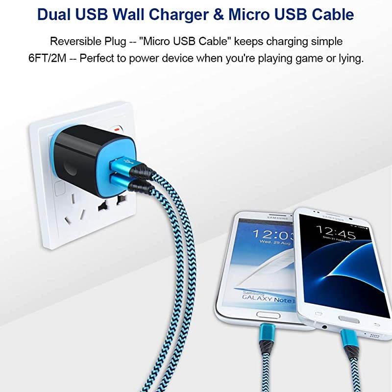 Charger Adapter Android Phone Charger Cable 2 Pack Compatible for Samsung Galaxy J8 J7 J6 J5 J4 J3 J2 J1 J7V7 Sky ProCrownPrimeSky ProRefine