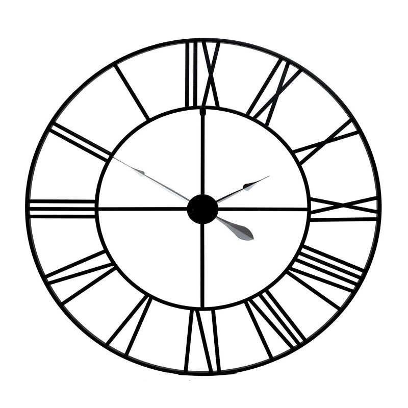 36" Metal Cut Out Roman Numeral Wall Clock Gray - Patton Wall Decor