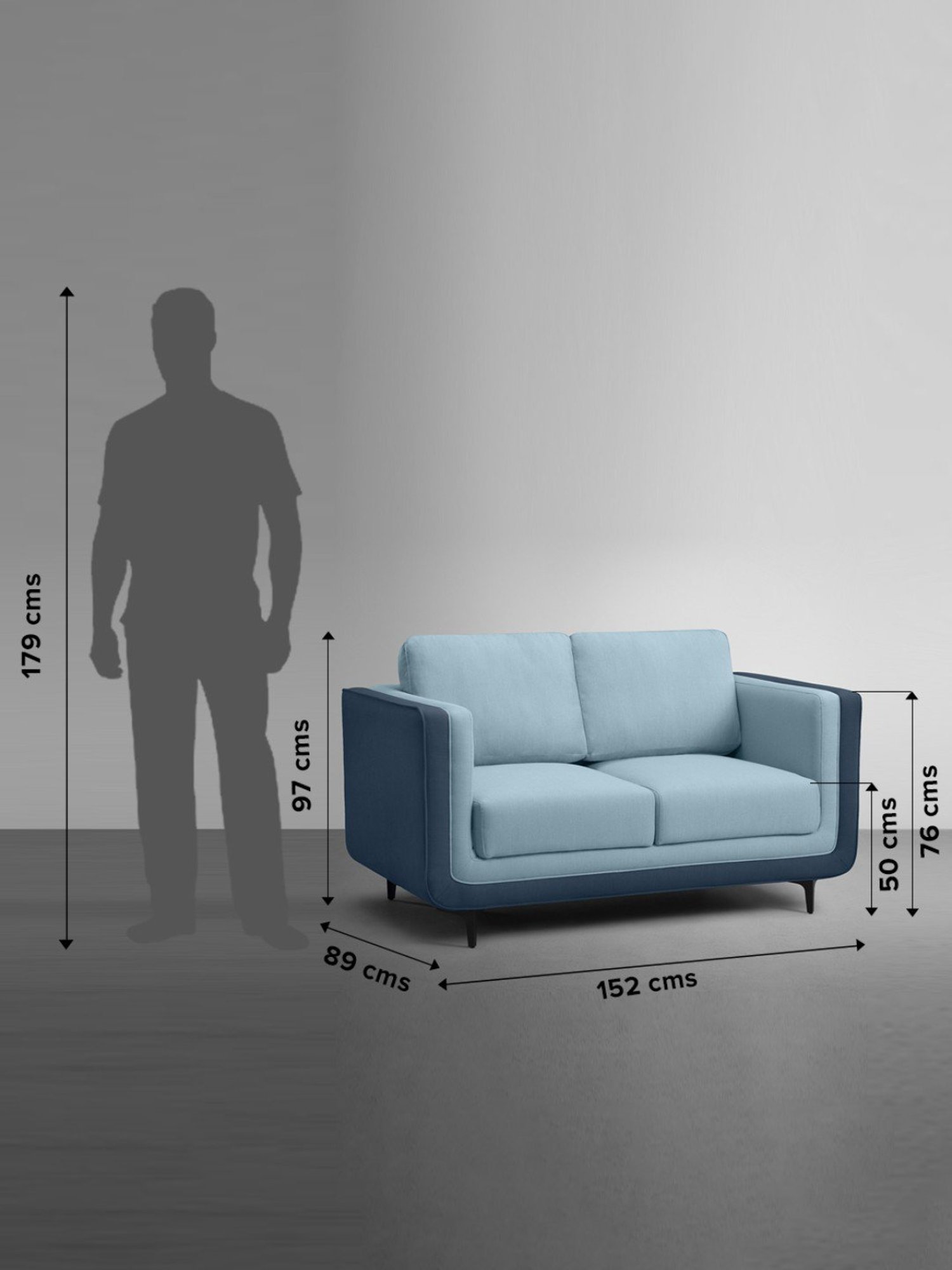 Sleepyhead Mojo Funky Blue Fabric 2 Seater Sofa