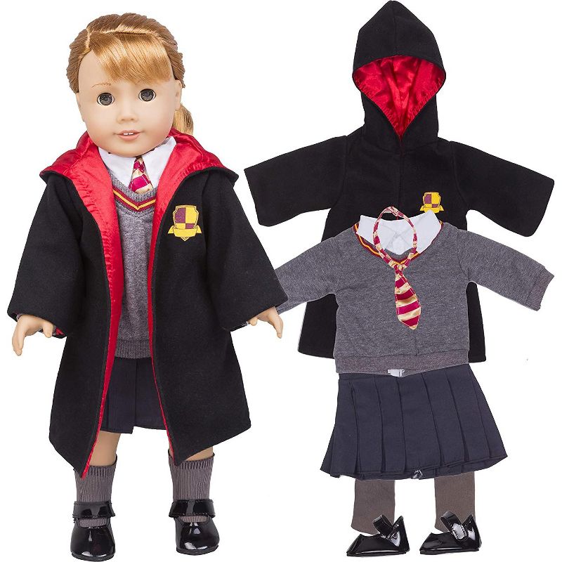 Dress Along Dolly Hermione Granger Harry Potter Outfit for American Girl Doll, 7 Pieces
