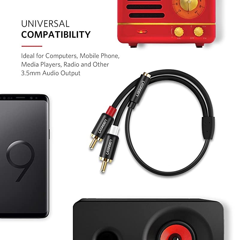 35mm Female to 2RCA Male Stereo Audio Cable Gold Plated for Smartphones MP3 Tablets Home Theater