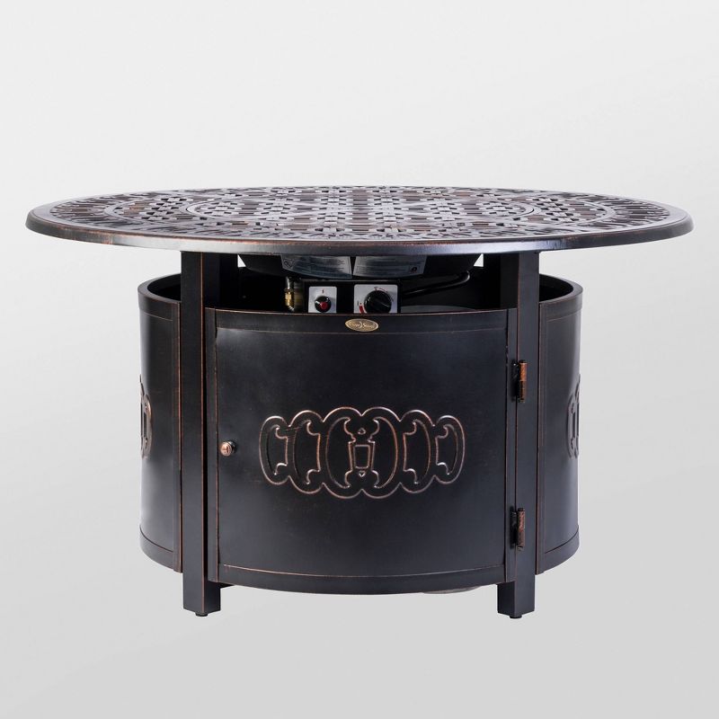 Dynasty Round Cast Aluminum LPG Fire Pit - Antique Bronze - Fire Sense