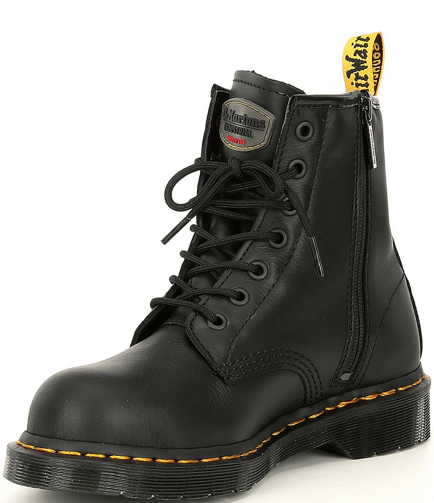 Dr. Martens Women's Maple Zip Newark Steel Toe Combat Work Boots