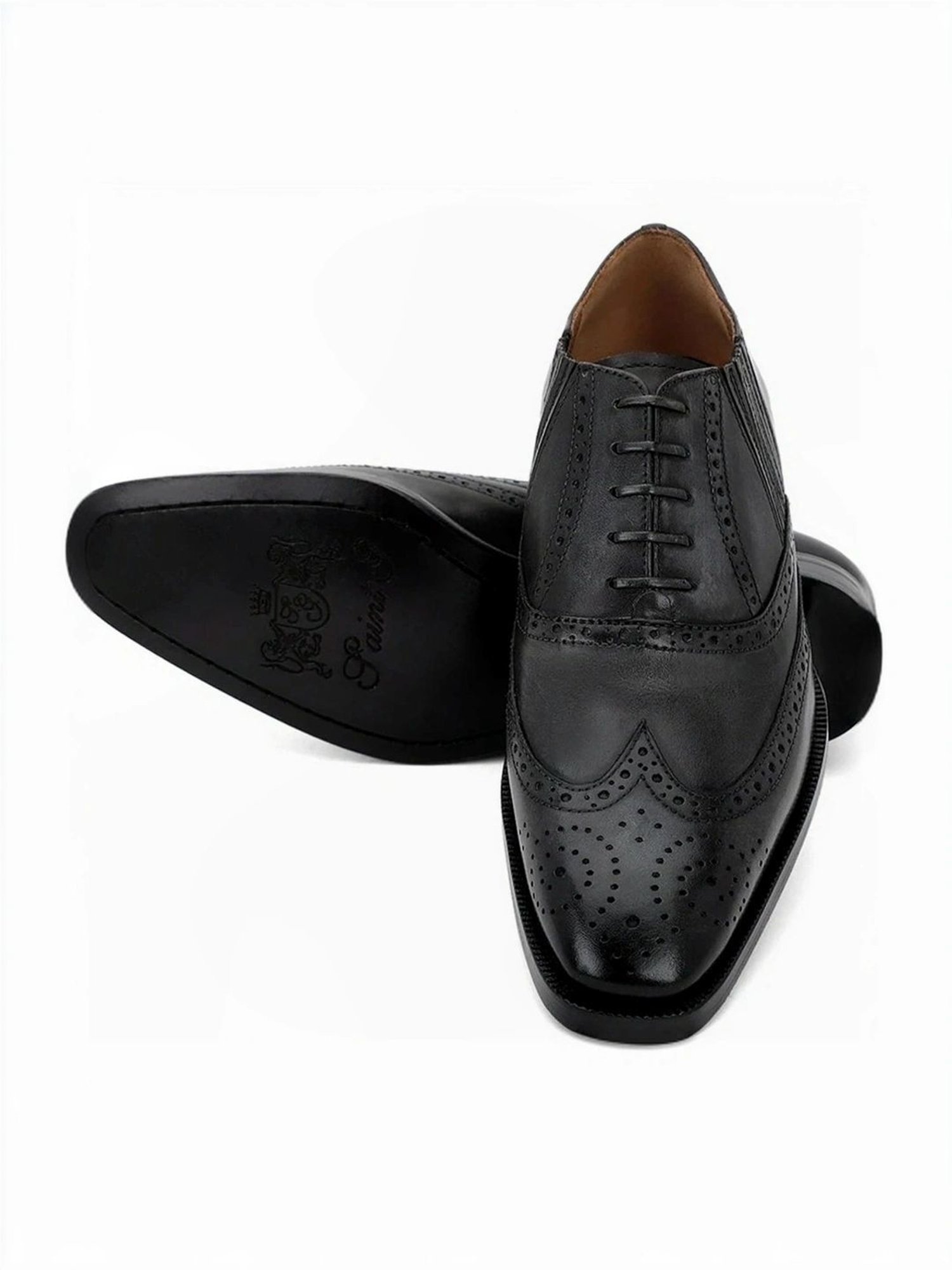 Saint G Men's Vincenzo Grey Brogue Shoes