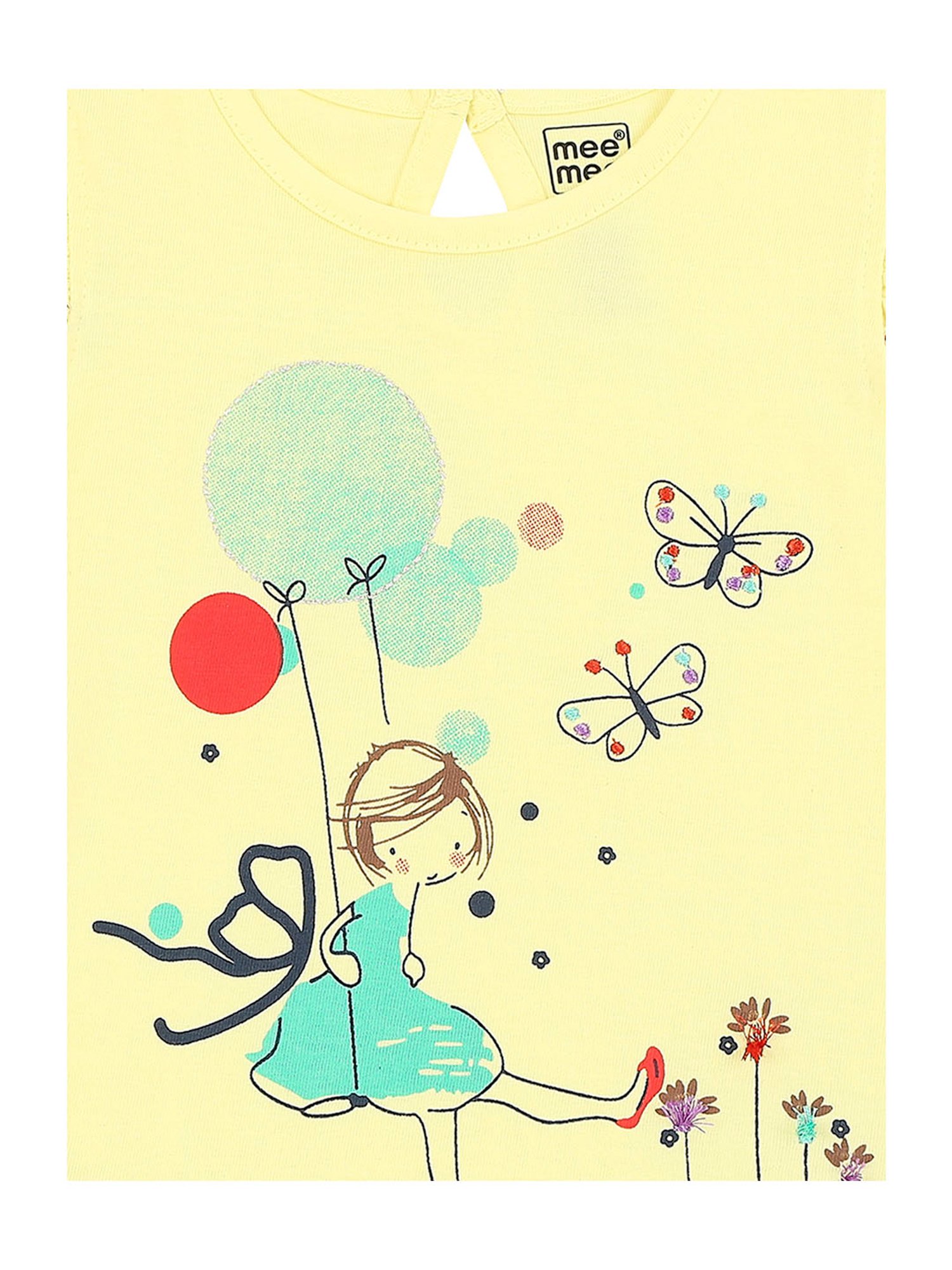 Mee Mee Kids Yellow & Blue Printed Top with Skirt