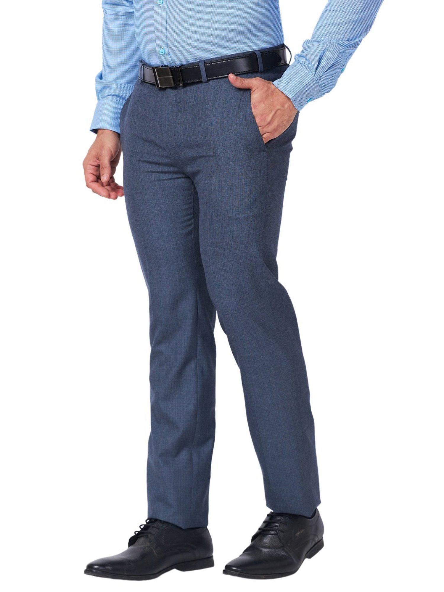 Raymond Blue Slim Fit Checks Trousers