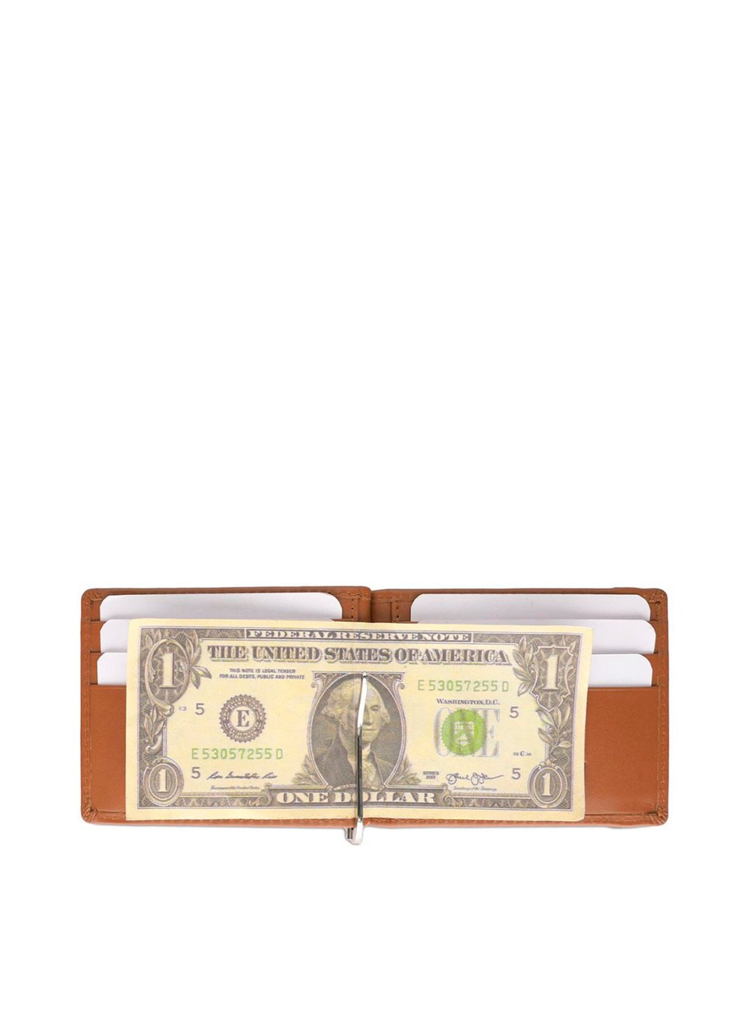 United Colors of Benetton Emberto Tan Leather Solid Money Clip Wallet