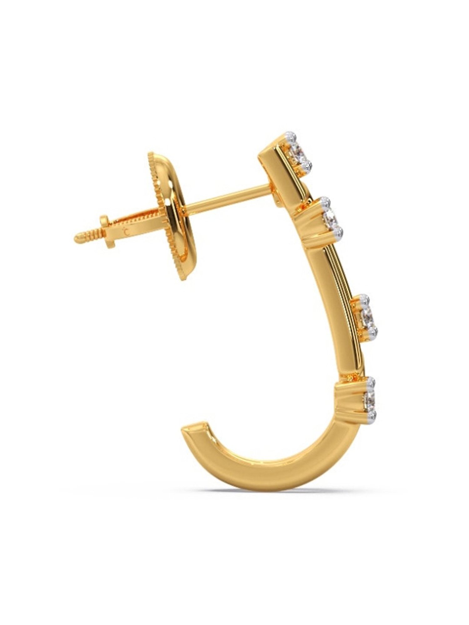 Candere by Kalyan Jewellers Peacock Collection 18k Yellow Gold Diamond Hoop Earrings for Women