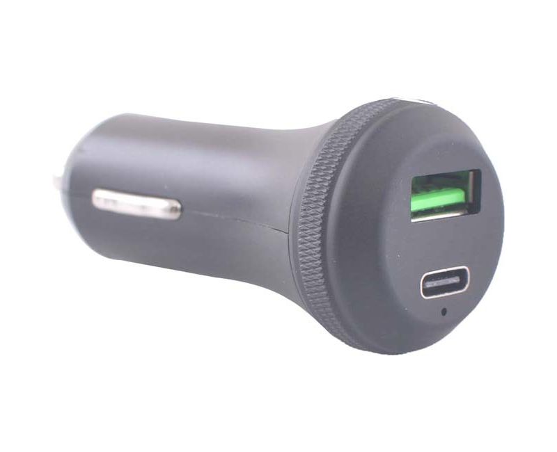 Codi Dual Car Charger with USB-C & Quick Charge 3.0 - 12 V DC, 24 V DC Input - 5 V DC/3 A, 9 V DC, 12 V DC Output
