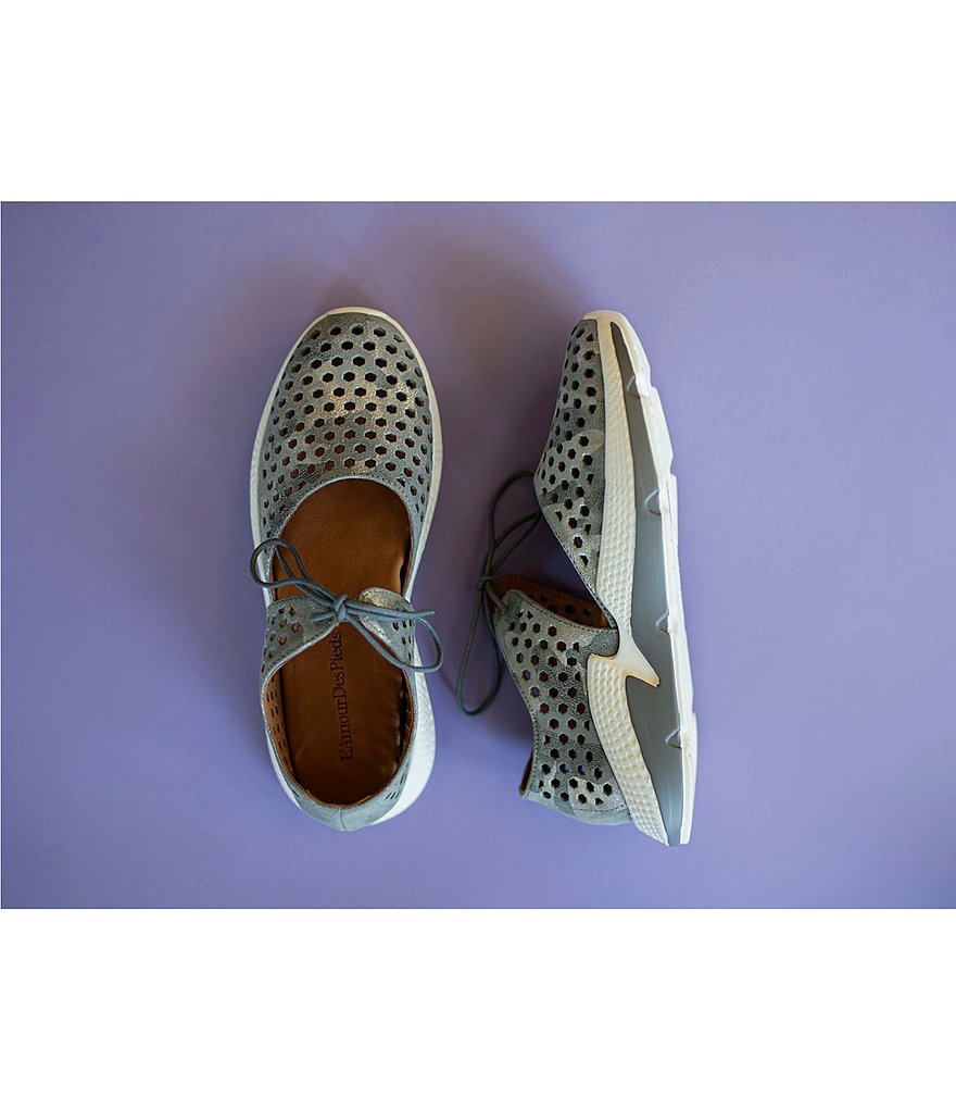 L'Amour Des Pieds Himar Perforated Metallic Leather Sneaker