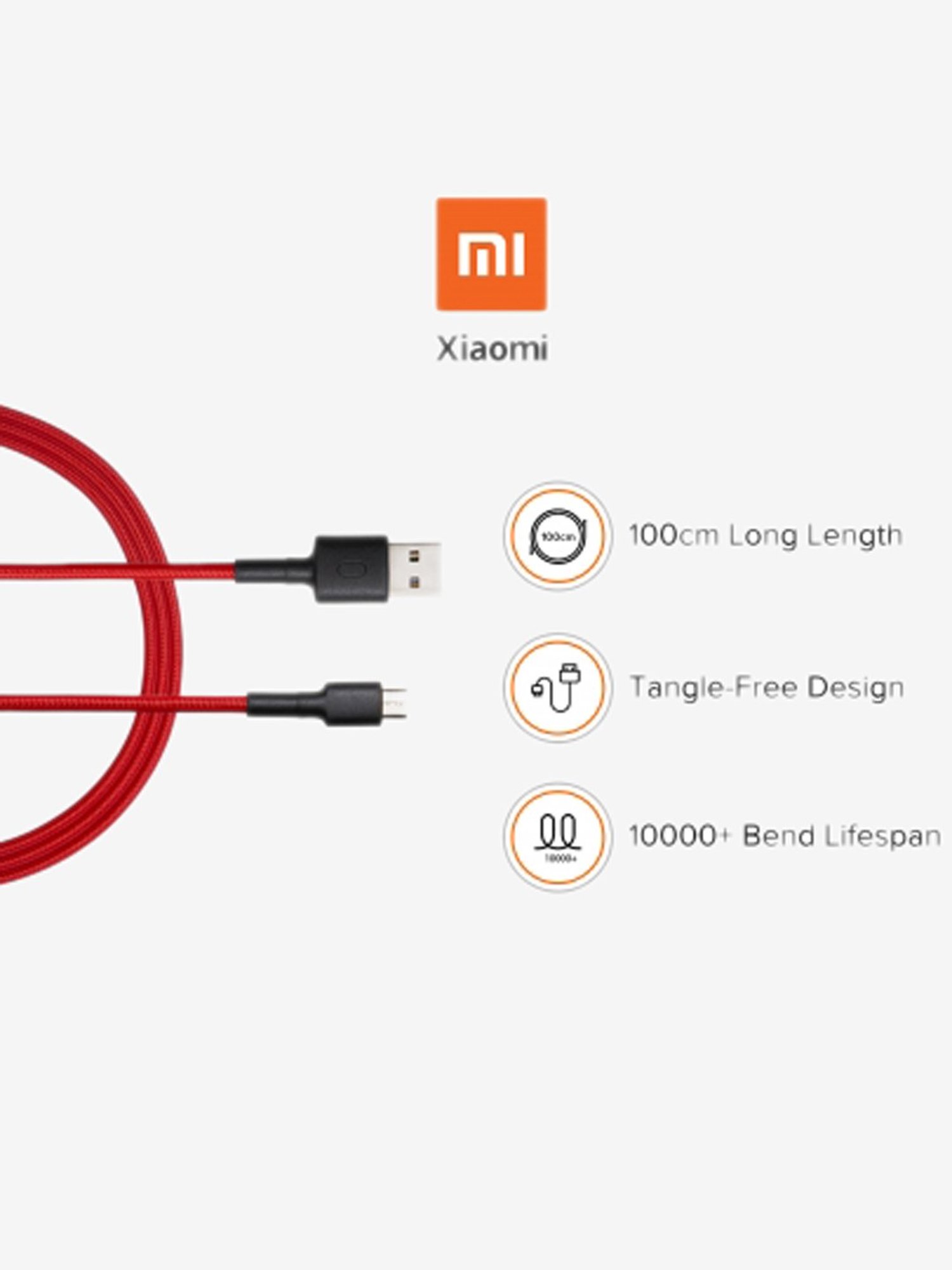 Mi SJX13ZM 1M Braided Micro USB Cable (Red)