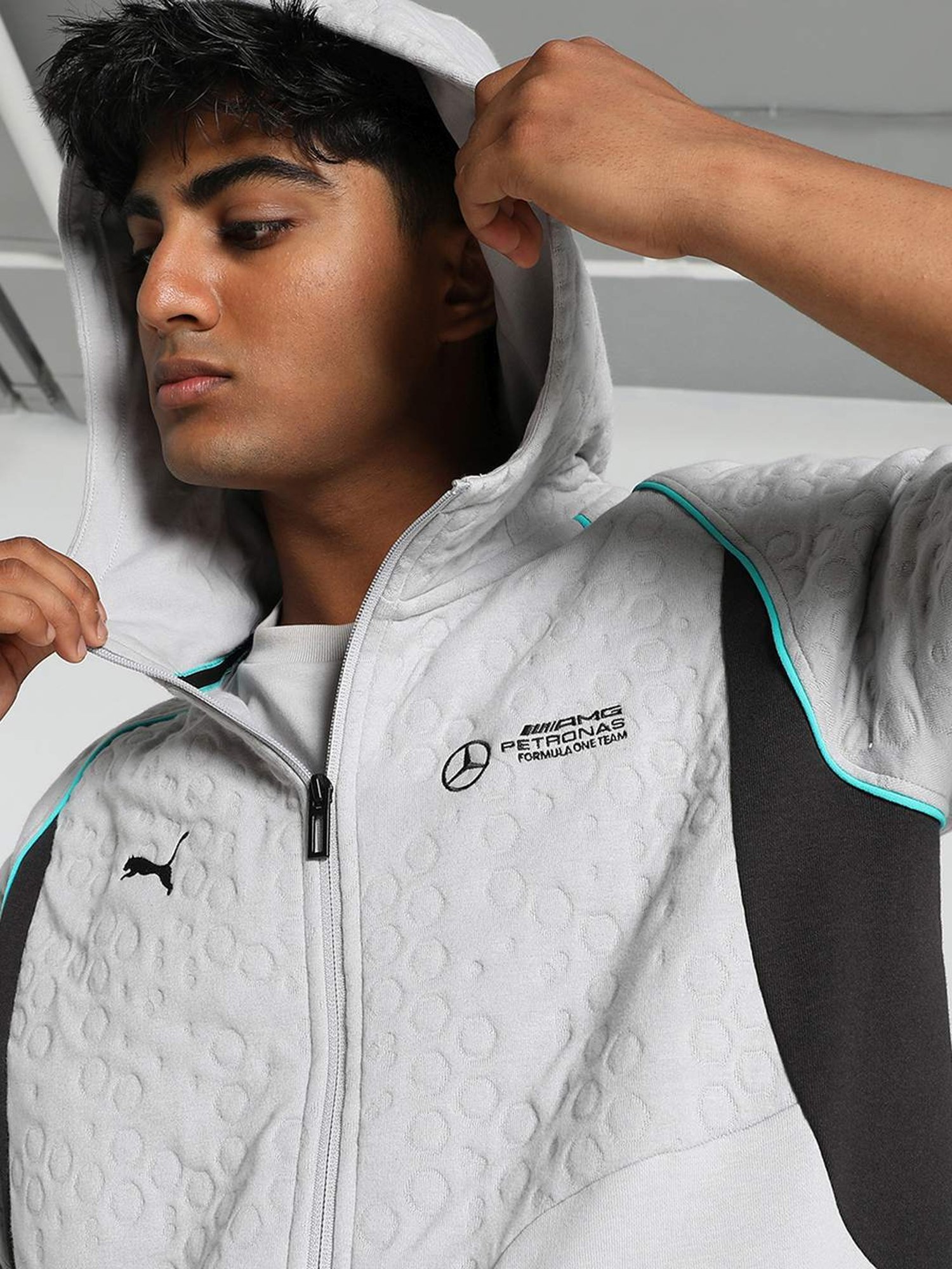 Puma Grey Regular Fit Hooded Jacket