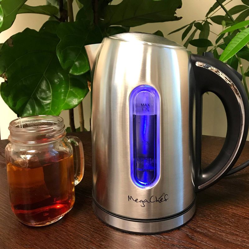 MegaChef 1.7L Electric Tea Kettle - Silver