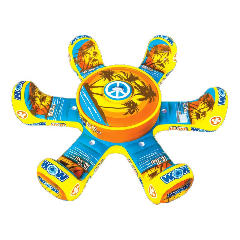WOW Watersports 15-2010 Octo Island 6 Person Pool Float with Cooler and Table, Retro Design