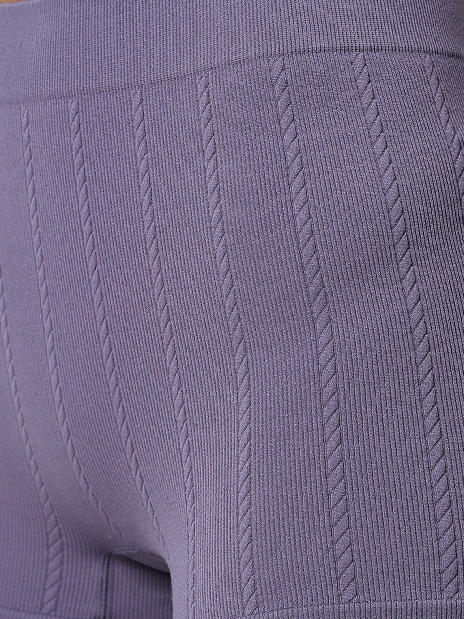 Superstar by Westside Purple Ribbed Textured Seam-Free Boy Shorts Brief