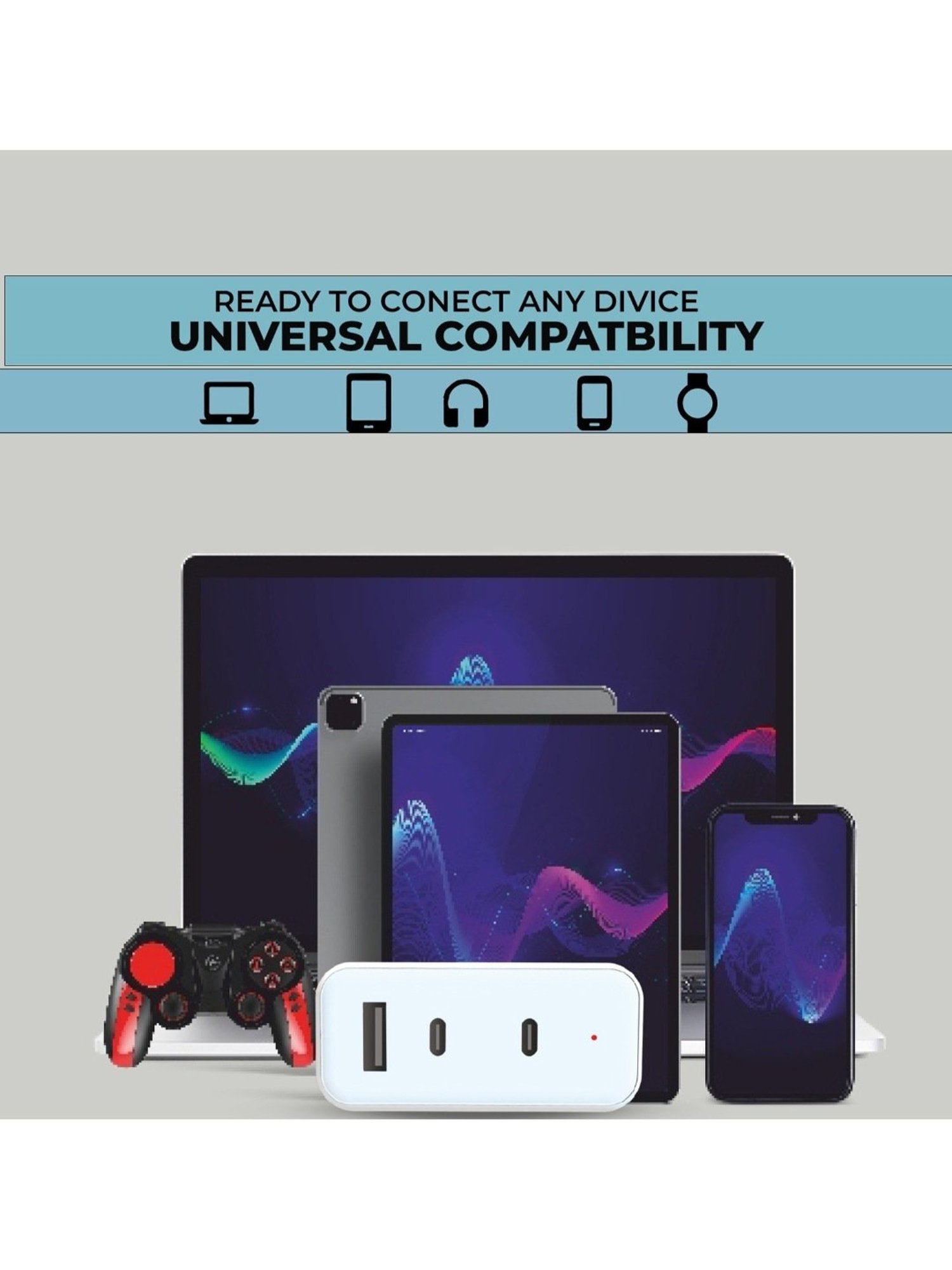 Onelife CH 23 65W USB Type C/A Wall Charger GaN Technology Fast Charging (White)