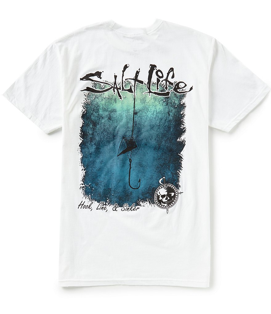 Salt Life Hook Line And Sinker Fade Short-Sleeve Pocket Tee