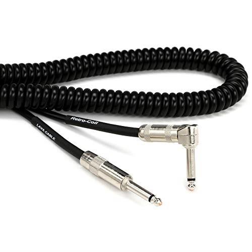 lava cable retro coil silent instrument cable black, 20 feet angledstraight