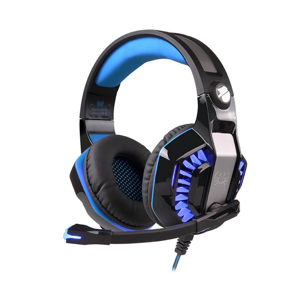 KOTION EACH G200 Gaming Headset 50mm Driver Stereo Sound Line Control Noise Reduction Microphone Adjustable Head Beam for PS3/4 Xbox PC-Black blue