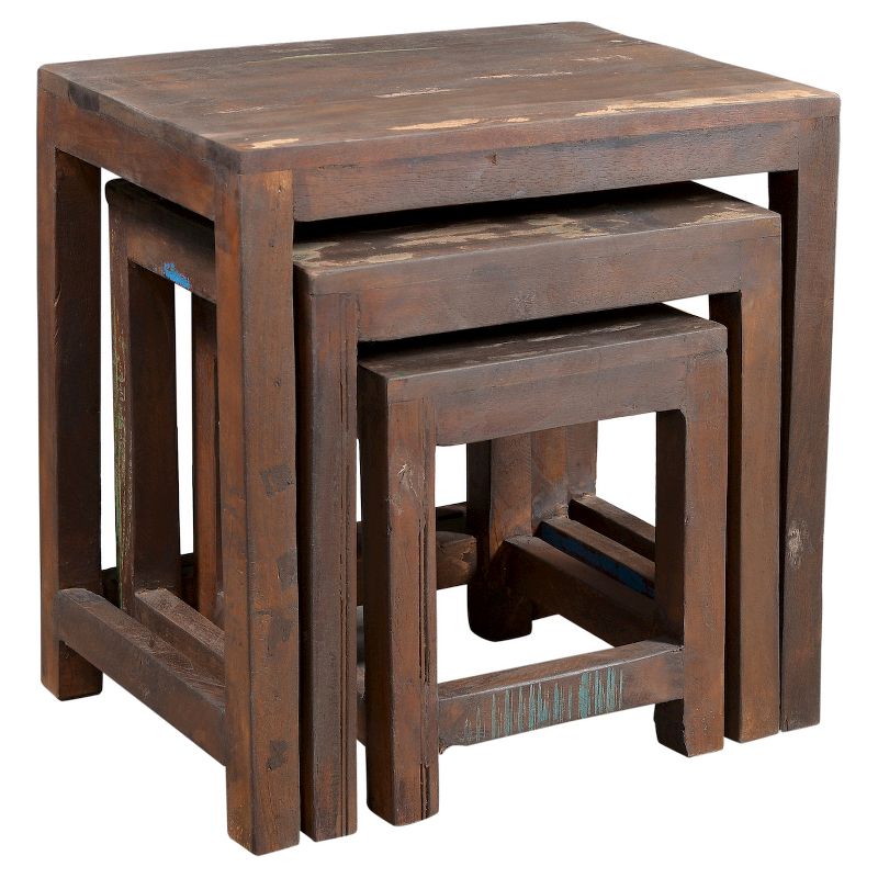 3pc Reclaimed Wood Nesting Tables Natural - Timbergirl