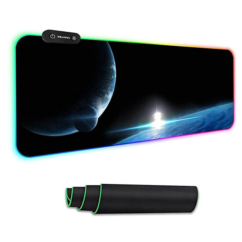 Gaming Mouse Pad Large RGB Mouse Pad Soft Oversize Glowing Led Extended Mousepad NonSlip Rubber Base Computer Keyboard Mouse Pad 14 Lighting Modes for Gaming 315 X 118in